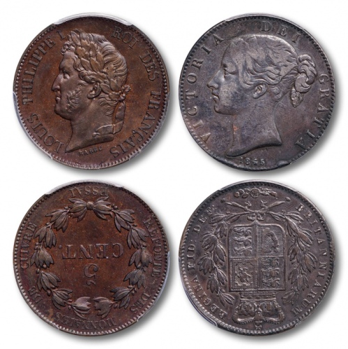 1840-1845年 法国及英国钱币各一枚