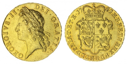  1741年英国乔治二世金币 近未流通 George II (1727-1760), Five-Guineas, 1741