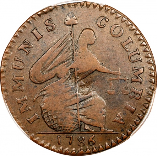  1786年哥伦比亚铜币 PCGS XF 45 1786 Immunis Columbia Copper