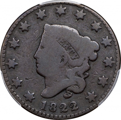  1822年Matron女神像美分 PCGS AG 3 1822 Matron Head Cent