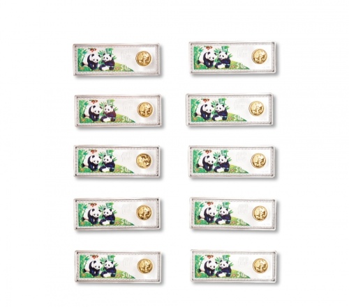  2005年熊猫纪念金币1/20盎司一组10枚 完未流通