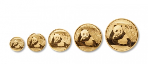 2015年熊猫纪念金币一组5枚 完未流通