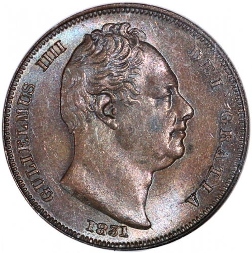  1831年英国1/4便士(法新)铜币，NGC MS64BN，#2061935-019 Great Britain, copper 1/4 penny (farthing), 1831, NGC MS6