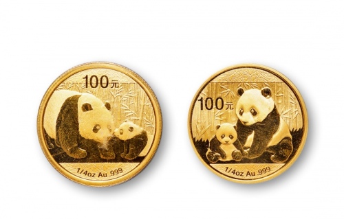  2012年熊猫纪念金币1/4盎司一组2枚 完未流通