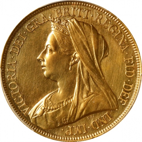  1893年英国5英镑金币 PCGS AU Details GREAT BRITAIN. 5 Pounds, 1893
