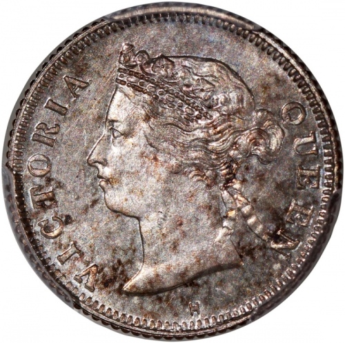  1883-H香港维多利亚五仙样币，PCGS SP66，#46484179，铸打锐利深刻，PCGS纪录中第二高分