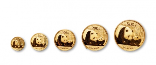  2011年熊猫纪念金币一组5枚 完未流通