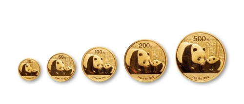  2011年熊猫纪念金币一组5枚 完未流通