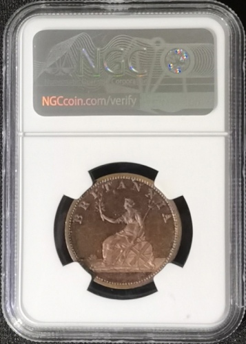  1806年英国1/2便士，带「SOHO」版，NGC PF 63RB，#6028801-001 Great Britain, 1/2 penny, 1806, SOHO, (P-1364), NGC P