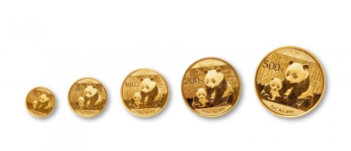 2012年熊猫纪念金币一组5枚 完未流通