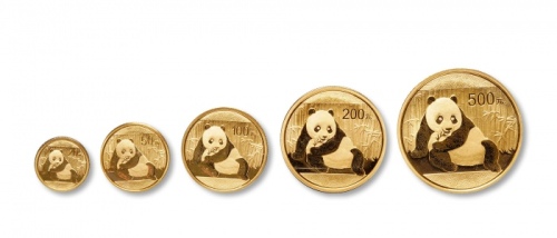  2015年熊猫纪念金币一组5枚 完未流通