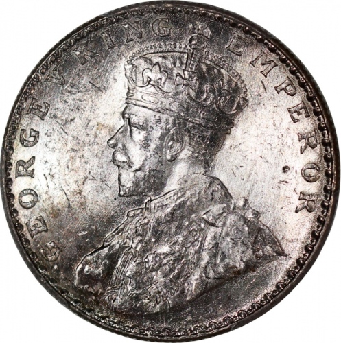  1912(B)英属印度1卢比，PCGS MS64，#37182015 India, British, silver rupee, 1912 (B), Bombay mint, (SW-8.19), P