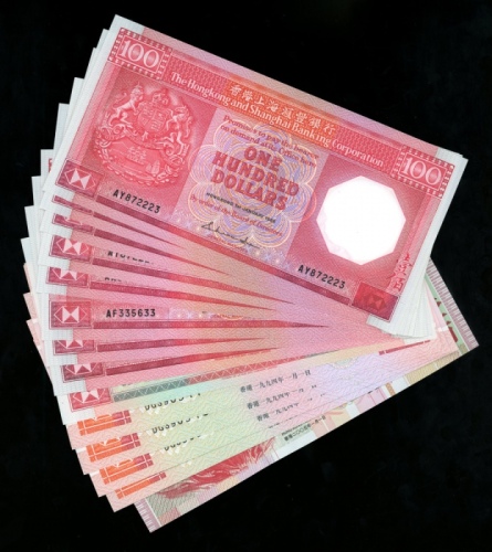  1985, 1987, 1992, 1994, 2005, 2005 年香港上海汇丰银行100元一组10枚，均UNC HongKong and Shanghai Banking Corporation