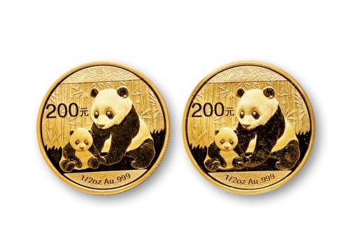  2012年熊猫纪念金币1/2盎司一组2枚 完未流通