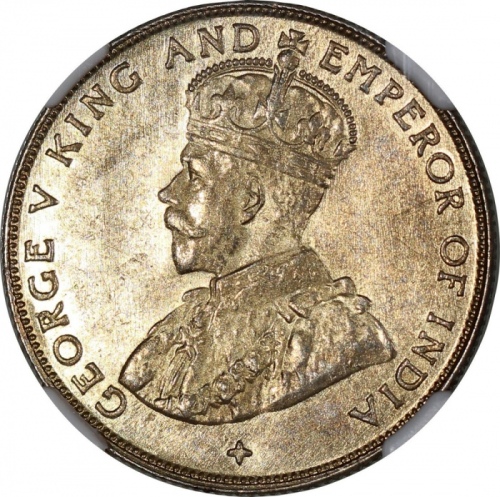  1920年海峡殖民地5毫4枚一组，分别评NGC MS 63，2x 64及64+ Straits Settlements, a lot of 4x silver 50 cents, 1920, cros
