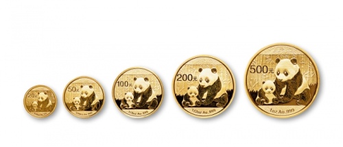  2012年熊猫纪念金币一组5枚 完未流通