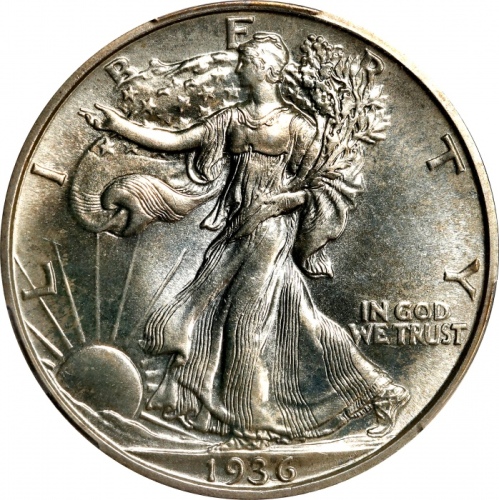  1936年行走女神半美元 PCGS Proof 67 1936 Walking Liberty Half Dollar