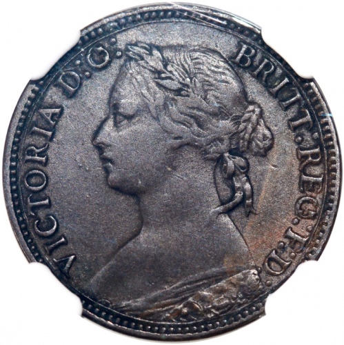  1874H英国1/4便士，G/G版别，NGC XF Details有清洗，#6463606-001 Great Britain, 1/4 penny, 1874H, G/G variety, NGC 