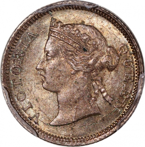  1868年香港维多利亚五仙，PCGS MS63，#46484290