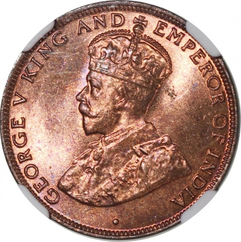  1933年香港1仙2枚一组，分别NGC MS65RB及MS65BN，#4492585-019，5956049-003 Hong Kong, a pair of copper 1 cent, 1933,