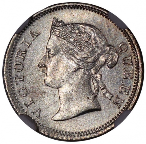  1867及1888年香港5仙，分别评NGC UNC Details有清洗及MS62，#6471020-012及#6471020-010 Hong Kong, a pair of silver 5 ce