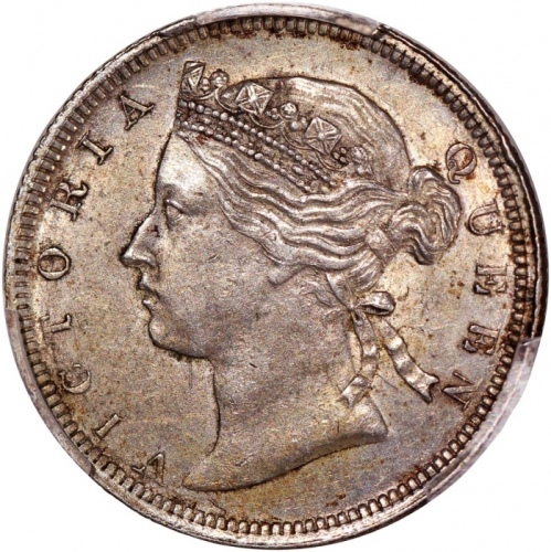  1867年香港维多利亚二毫，PCGS AU55，#46484213