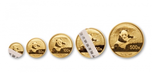  2014年熊猫纪念金币一组5枚 完未流通