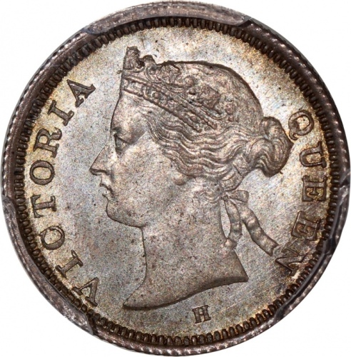  1872/62-H香港维多利亚五仙，阿拉伯数字1，PCGS MS66，#46484180，PCGS纪录中仅得一枚获更高评分，美品!