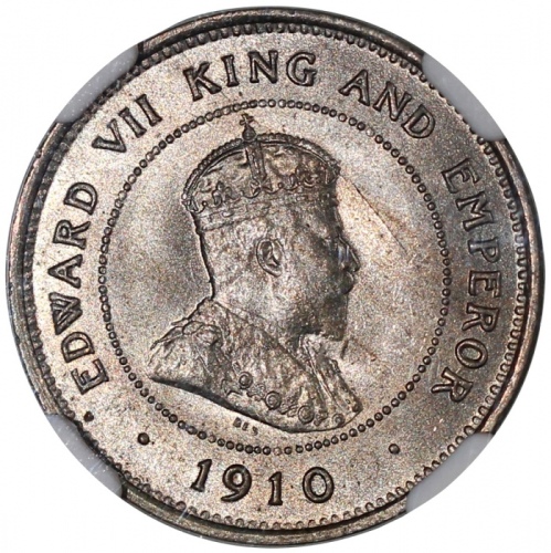  牙买加镍铜币4枚一组，包括1910年1/4便士，1918C 1/2便士，1903及1919C 1便士，分别评NGC MS65，MS63，MS64及MS64，#6376342-014, 015, 012