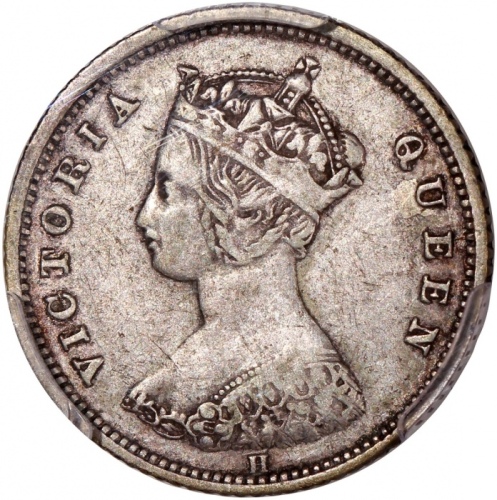  1874-H，1876-H，1877-H，1882-H，1883-H香港维多利亚一毫一组5枚，分别评PCGS XF Detail (有清洗)，AU Detail (有清洗)，XF Detail (有划