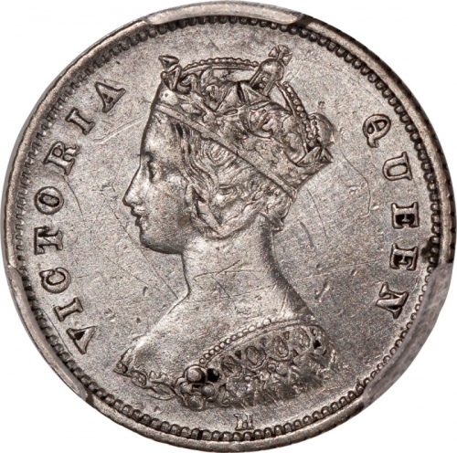  1875-H，1876-H，1877-H及1879年香港维多利亚一毫一组4枚，分别评PCGS XF Detail (有清洗)，AU Detail (有环境损害)，AU Detail (有清洗)，AU 
