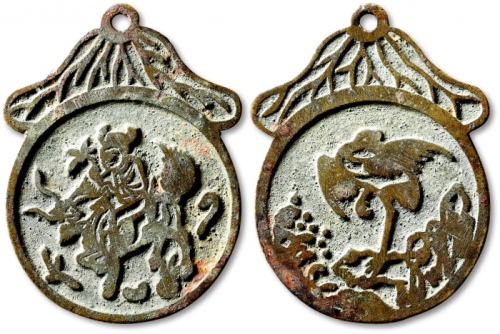  清“麒麟送子”背“仙鹤”挂花 极美品