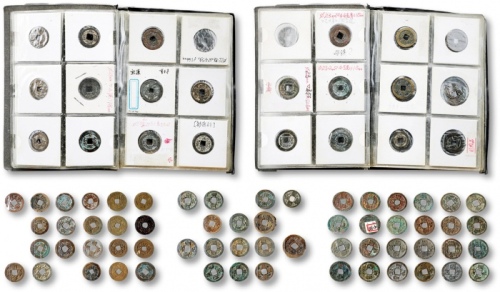  历代中外钱币二册共约150余枚不同，品种繁多，品相不等，敬请预览（数量以实际为准）