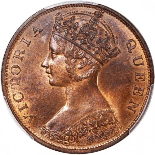  1863年香港维多利亚一仙，PCGS MS63RB，#46484331