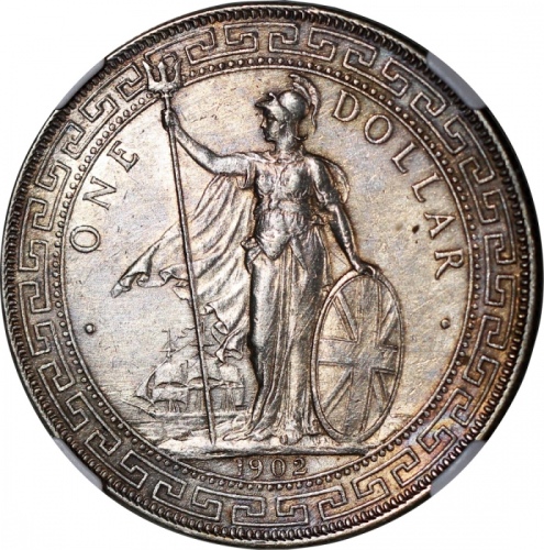  1902C英国贸易银元，NGC AU Details有严重清洗，#6466526-011 Great Britain, silver trade dollar, 1902C, NGC AU Detai