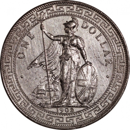  1902C及1903B英国贸易银元2枚一组，AU Great Britain, a pair of silver trade dollar, 1902C and 1903B, about uncirc