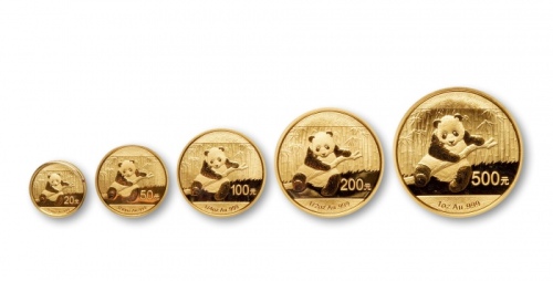  2014年熊猫纪念金币一组5枚 完未流通