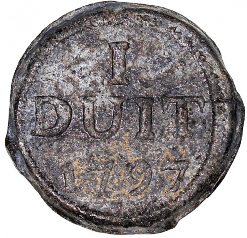  1797年荷属东印度爪哇紧急发行1兑锡币，VF Netherlands East Indies, Java, emergency tin duit, 1797, (KM-179, Scholten 4