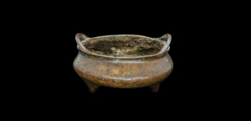  清铜制桥耳炉仿古款 