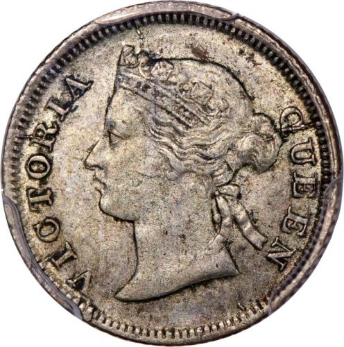  1866年香港维多利亚五仙，PCGS AU55，#46484294
