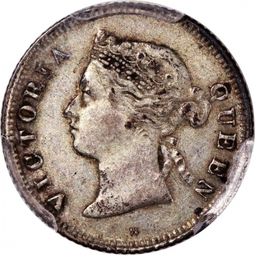  1880-H，1881，1883及1884年香港维多利亚五仙一组4枚，分别评 PCGS AU Detail (有清洗)，AU Detail (有清洗)，XF Detail (有打戳)及AU Detai