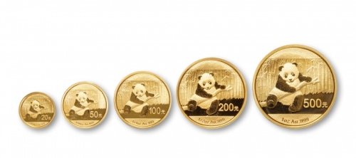  2014年熊猫纪念金币一组5枚 完未流通