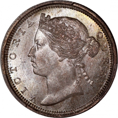  1880-H香港维多利亚二毫 PCGS MS 65 Hong Kong, Victoria, 20 cents