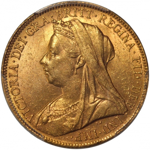  1900年英国1索维林金币，PCGS MS62，#43868179 Great Britain, 1 sovereign, 1900, Queen Victoria on obverse, St. G