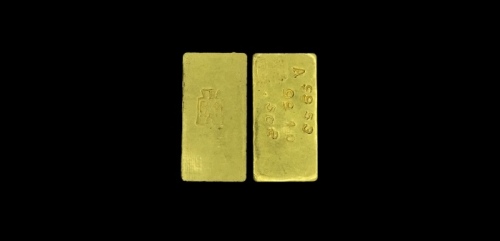  民国中央造币厂背布图半两金锭 