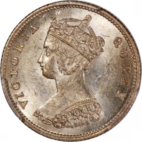 1863/33年香港维多利亚一毫，骑字版，PCGS MS63，#46484209，PCGS纪录中第三高分