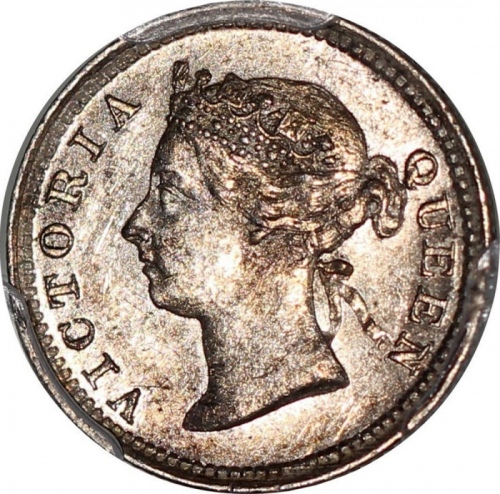  1889年海峡殖民地5仙，PCGS AU58，#44789221 Straits Settlements, 5 cents, 1889, PCGS AU58 #44789221