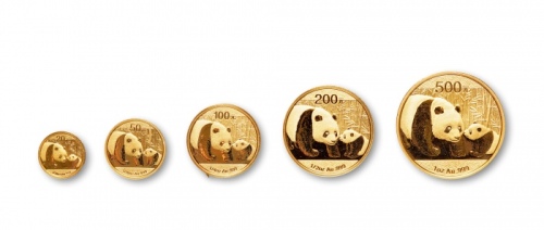  2011年熊猫纪念金币一组5枚 完未流通