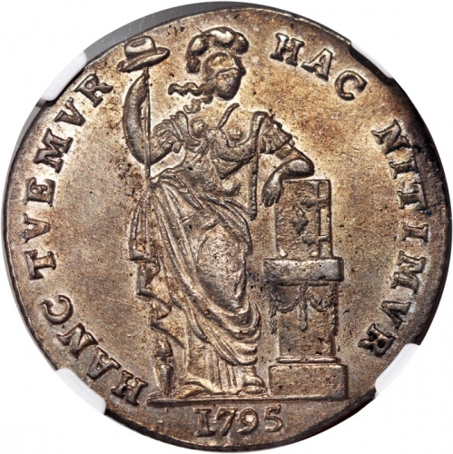  1795年荷兰西菲士兰3盾银币，NGC AU53，#6269502-002 Netherlands, West Friesland, silver 3 gulden, 1795, (Dav-1853)