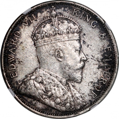  1905年香港5毫2枚一组，分别评NGC UNC Details有环境损害及XF Details有清洗，#6375930-023，#6375934-039 Hong Kong, a pair of s